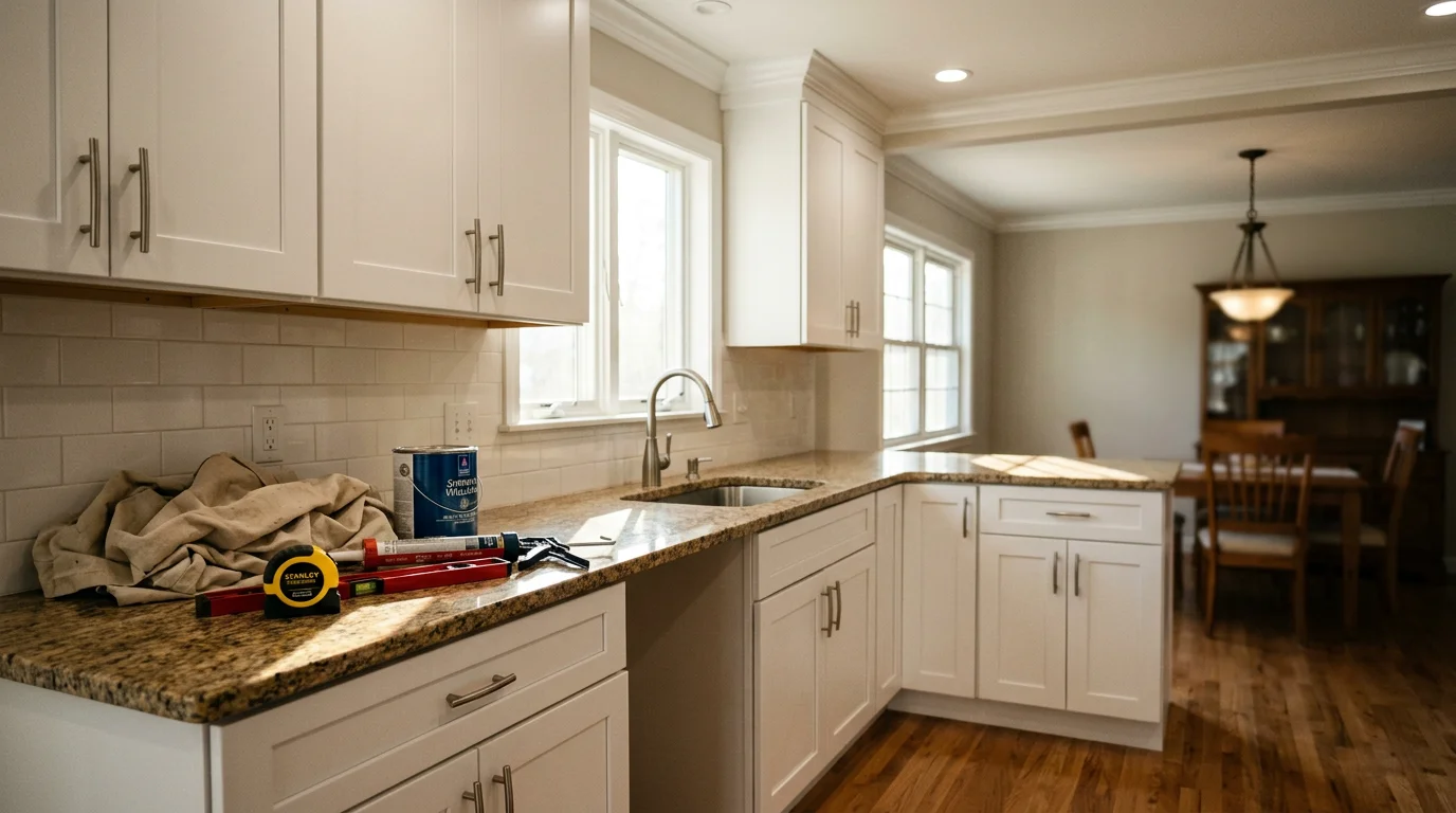 Modern kitchen remodel with custom cabinetry and updated appliances in Uniondale home